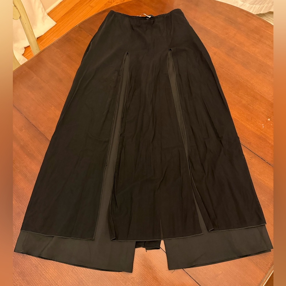 Mesmerize Black Wide Leg Pants with Sheer Slit Panels Size M